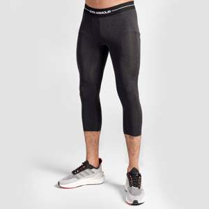 GA <b>Compression</b> 3/4 Pants (Charcoal) Slim Fit Seamless Polyester & Spandex Printed Pattern Workout Training Gym Use Logo Waist - Product Image 3