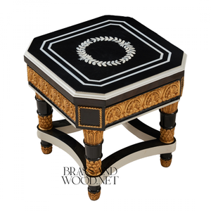 Ensemble de table basse en bois noir et or classique de luxe - Product Image 5