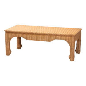 Ming Style Rectangular <b>Rattan</b> Coffee <b>Table</b> Boho Chic Accent <b>Table</b> for Living Family or Sunroom Wabi-Sabi European Design - Product Image 2