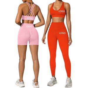 Conjunto Deportivo de Yoga para Mujer de Talla Grande, de Alta Calidad, Diseño Sólido, 2 Piezas, Incluye Pantalones Cortos, Fabricante Personalizado - Product Image 1