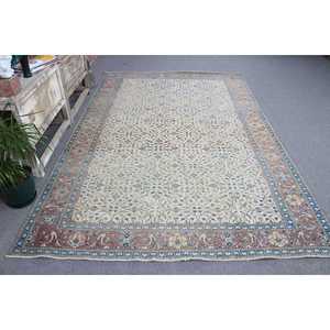 Tapis turc 6,3x9,7 pieds, grand tapis vintage, tapis bleu à motifs de plantes et d'arbres - Product Image 3