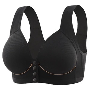 Soutien-gorge simple de couleur unie pour femmes soutien-gorge triangulaire à bretelles fines enveloppant la poitrine avec boucle avant soutien-gorge côtelé sans fil soutien-gorge sexy de sport à dos croisé - Product Image 4