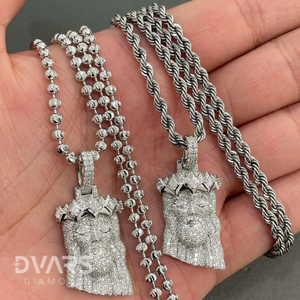Colgante de Lujo de Plata de Ley con Moissanita, Diseño Cabeza de Jesús Cristo, Chapado en Oro de 18K, Estilo Hip Hop, Colgante Religioso Personalizado - Product Image 1
