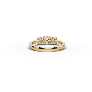 Bague de fiançailles en diamant de laboratoire 3 pierres de 1,00 ct, taille ovale, bijoux fins, certificat IGI, incrustation en platine, or jaune 10 carats, perle - Product Image 6