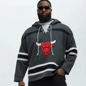 Pulls à capuche personnalisés pour hockey sur glace avec lacets Sérigraphie Polyester Sweat à capuche pour hockey sur glace - Product Image 1