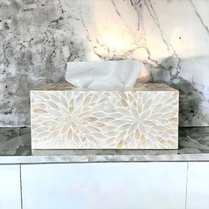 Boîte à mouchoirs en os incrusté faite à la main, accessoire décoratif de luxe pour la maison - Product Image 1