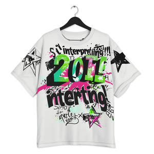 Camiseta de verano para hombre de alta calidad, algodón peinado, ajuste holgado, manga corta, cuello redondo, ropa de calle informal, estilo gráfico personalizado, logotipo largo - Product Image 2