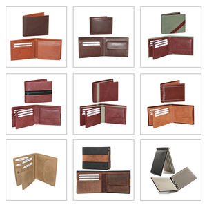 Cartera elegante de cuero genuino para hombre con cierre abierto Diseño en relieve Cadena Bordado Decoraciones Tarjeta compacta Titular de efectivo - Product Image 3