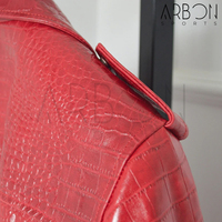 Veste en cuir texturé moderne 2025 Mode Qualité supérieure Streetwear Style unique en rouge Design tendance Veste pour homme