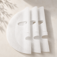 Y145 Substrat de masque facial en gaze médicale en fibres végétales blanches biodégradables, fil de coton stérile et soie, marque VOOLGA, pour peau sensible