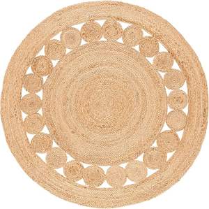 Jute Braided Area <b>Rug</b>, 4 feet Round,Natural <b>Boho</b> Area <b>Rug</b>,Tailored for Farmhouse Vintage Interiors, Reversible Design - Product Image 2