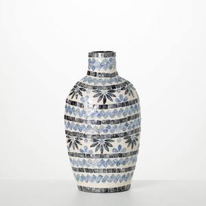 Vase écologique en nacre, motif bleu et blanc, fait main, décoration de luxe pour la maison, vente en gros, décoration intérieure et présentation pour salon - Product Image 5