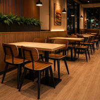 Ensemble table et chaises en bois rustique pour bistrot et café, mobilier commercial en métal, chaise pour restaurant, hôtel, fast-food et pizzeria, vente en gros