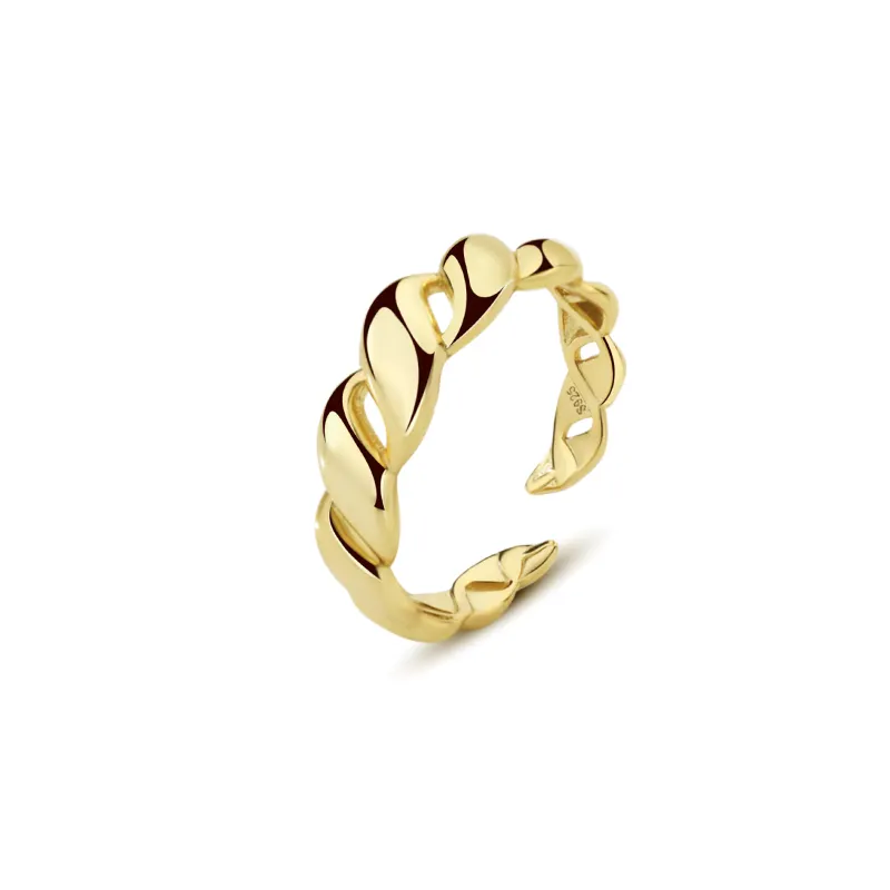 Drop Shipping Jewelry 925 Silver 18K Gold plated Twisted shape Open Adjustable Fashion Chunky Rings for women