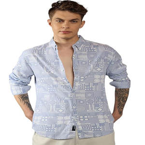 Venta al por mayor personalizada de los hombres 3D Digital impreso camisa de manga larga de la juventud Floral Camisa de algodón delgada de los hombres - Product Image 5
