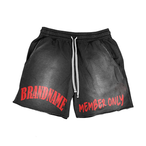 Women 340 GSM Heavyweight Cotton Acid Wash Shorts Washed Green Screen Print Puff Print Custom Design women's shorts - Product Image 6
