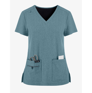 Ensemble de gommage pour femmes en gros Haut à col en V doux au toucher Jogger Tailles avec logo personnalisé Couleurs Ensemble de gommage pour hôpital médical en gros à bas prix - Product Image 2