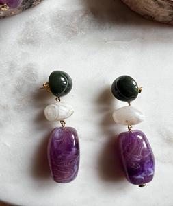 Français Vintage Café Couleur Résine Boucles D'oreilles Irrégulières Géométrique Ambre Tempéramental Boucles D'oreilles pour Femmes Bijoux - Product Image 3