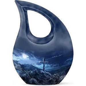 Urna conmemorativa de cremación con diseño de gota Mini de diseño moderno para cenizas humanas adultas, urna cruzada grande decorativa con bolsa de terciopelo gratis - Product Image 5