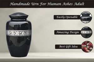 Adult Cremation Urns for Male/Female Funeral Urn for Human Ashes Decorative Urns for Ashes <b>Large</b> <b>Keepsake</b> <b>Box</b> (Decent Black) - Product Image 2