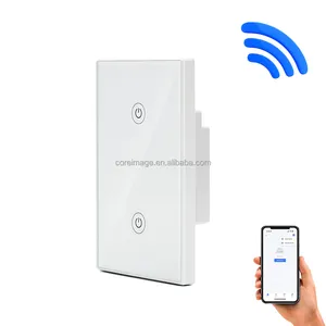 tuya IoT smartlife wifi 2Gang 10A USA light wall touch screen switch, phone app remote and Alexa/google assistant voice control