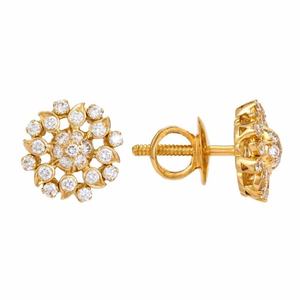 Boucles d'oreilles indiennes en diamant Moissanite Lab-Grown & Natural Diamond Luxury Gold Sunshine Studs Radiant Jewelry for Women - Product Image 2