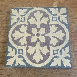 Azulejo de suelo de porcelana esmaltada victoriana antiguo 1890s 'Campbell Tile Co. 'Stoke Trent para dormitorio, sala de estar, función de ladrillo refractario - Product Image 1