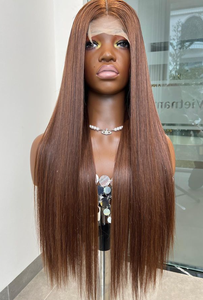 Perruques lisses et brillantes en cheveux humains, sans nœuds, colorées, droites, sur mesure, vente en gros - Product Image 4