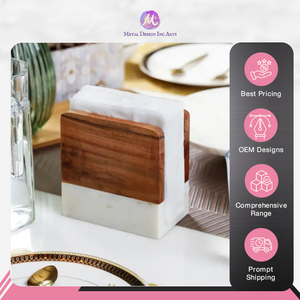 Fabricant et exportateur de confiance d'origine indienne vendant largement un porte-papier de soie en bois d'acacia et en marbre personnalisé - Product Image 6