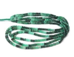 Perles en forme de rondelle lisse ombré émeraude perles de pierres précieuses émeraude naturelle 2X3MM longueur est 14''Inches perles de fabrication de bijoux - Product Image 1