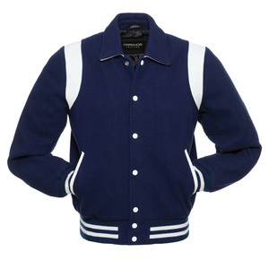 OEM Embroidery Patches College <b>Baseball</b> <b>Jacket</b> Varsity <b>Bomber</b> Letterman Breathable Stand Casual Winter Woolen Light Men's - Product Image 3