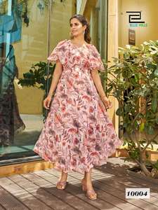 Nuevo Diseño Occidental, Kurta Anarkali de Georgette con Estampado Floral para Mujer, Producto Hecho a Mano al por Mayor, Forma Personalizada, Exportación, MarutiFashion - Product Image 3
