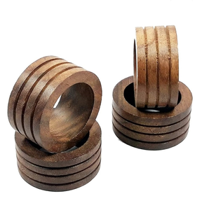 Anneaux de serviette en bois d'acacia au design moderne, écologiques, luxueux et élégants, qualité supérieure, décoration pour la maison, mariage, fête, prix de gros - Product Image 1