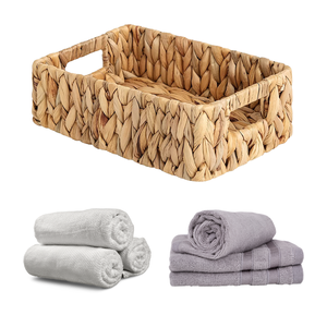 Impressionnant panier en osier de jacinthe d'eau multifonctionnel petit panier de rangement rectangulaire cuisine blanchisserie utilisation tissé impressionnant - Product Image 1