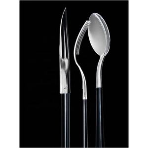 ขายส่งโลโก้ที่กำหนดเองสแตนเลสสีดำเซรามิกจับสแตนเลสช้อนมีดส้อมของขวัญส่งเสริมการขายช้อนส้อม - Product Image 1