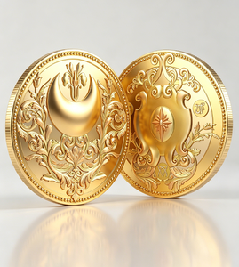 Pièce commémorative à motif floral en relief avec symbole de lune croissante et étoile, pièce de défi florale ornée Wicca, jeton de collection, cadeau - Product Image 6