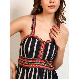 Deebaco Women's Striped Tiered Maxi <b>Dress</b> Spaghetti Strap Boho A-Line Loose Summer Casual Chiffon Sleeveless Empire Waist - Product Image 2