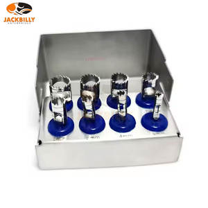 Medic Instruments Trephine Drills Kit 8 Pcs Implant Chirurgical Bone Drills CE Blue Titanium Gold Black Holder Trephine Bur Set - Product Image 2