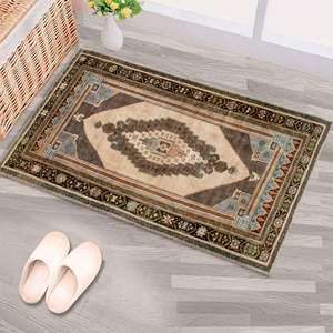 พรมลายเหรียญสีน้ำตาลสไตล์ตุรกี: พรมสไตล์วินเทจ พรมพิมพ์ลาย พรมบางแบบไม่ทอ - Product Image 4
