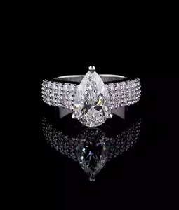 แหวนเพชรธรรมชาติสีขาว2กะรัตแหวนทองคำสีขาว925ผ่านพร้อมใบรับรองเครื่องประดับแหวนเงินสเตอร์ลิงสำหรับผู้หญิง - Product Image 1