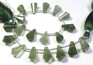 ลูกปัดควอตซ์รูไทล์สีเขียวทรงเหลี่ยมเจียระไน ขนาด 12-14 มม. 20 เม็ด ความยาว 8 นิ้ว คุณภาพสูง ลูกปัดรูไทล์ควอตซ์ธรรมชาติทรงหยดน้ำ - Product Image 4
