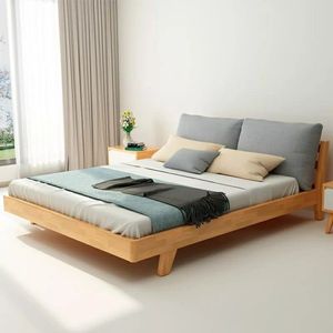 Modern Solid Teak <b>Platform</b> <b>Bed</b> <b>Frame</b> Wooden <b>Bed</b> Base for Hotel Villa Bedroom Furniture - Product Image 1