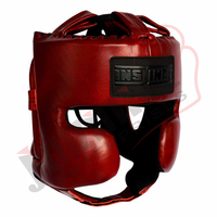 Casque de boxe en cuir véritable de haute qualité, rouge, nouveau design personnalisé, protection pour l'entraînement, pour adultes.