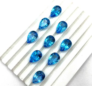 Cuentas de piedra suelta de corte de pera de Topacio Azul suizo Natural de 8x12mm, piedras preciosas sueltas facetadas de Topacio azul para la fabricación de joyas por mayorista - Product Image 5