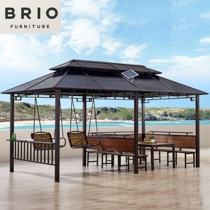 Gazebo di Lusso per Esterni con Struttura <span class=keywords><strong>in</strong></span> Alluminio e Tetto Rigido, Tavolo <span class=keywords><strong>in</strong></span> <span class=keywords><strong>Legno</strong></span> Plastico e <span class=keywords><strong>Altalena</strong></span> per Villa e Giardino, Direttamente dalla Fabbrica di Foshan - Product Image 1