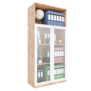 Modern 4-Tier Wooden THS68041 File Cabinet with Lockable <b>Glass</b> Door High Elasticity Rubberwood Material - Product Image 1