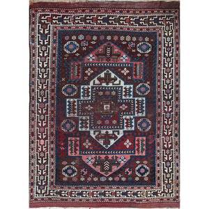 Alfombras de Lana Anudadas a Mano Nuray, Diseño Geométrico Abstracto Rojo Naranja para Entrada del Hogar, Modelos Rectangulares Tipo Rompecabezas-Pae-4242, Tamaño 9x12 - Product Image 1