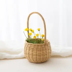 Paniers en rotin naturel tissé à la main, tailles personnalisables pour fleurs, paniers de fleurs tissés au Vietnam