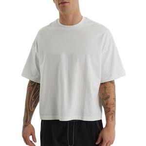 Haute qualité recadrée longueur boîte Fit hommes surdimensionné T-Shirt Logo personnalisé écran blanc 100 coton 260GSM goutte épaule T-Shirt - Product Image 1