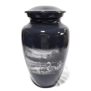 Urna de cremación para adultos de Metal sólido pintada a mano de granja para cenizas humanas, proveedor funerario, urna de imagen conmemorativa de entierro - Product Image 3